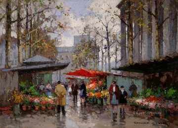 Cityscape Painting - EC flower market at la madeleine 5 Parisian